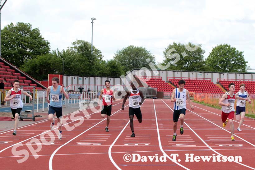 Sam Griffin (Darlington) no 430 winning the under-17s 200 metres at the North Eastern Champs, Gateshead.